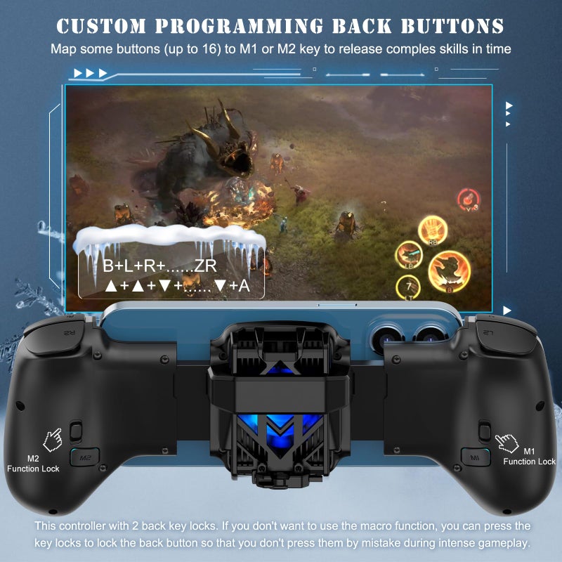 Koiiko Wireless Gamepad Controller for iPhone iOS Android Switch PC with Cool Conduction Plate RGB Cooling Fan, Phone Controller Joystick for iPhone 16/15/14/13, Samsung, LG, Google, Turbo/Macro Function, COD - Image 5