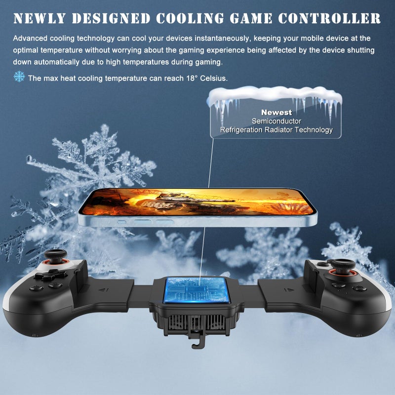 Koiiko Wireless Gamepad Controller for iPhone iOS Android Switch PC with Cool Conduction Plate RGB Cooling Fan, Phone Controller Joystick for iPhone 16/15/14/13, Samsung, LG, Google, Turbo/Macro Function, COD - Image 2