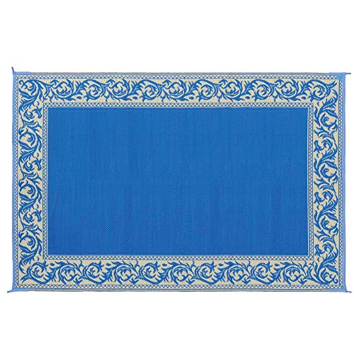 Stylish Camping Ming's Mark RD3 Reversible Classical Patio Mat - 6' x 9', Blue/Beige - Image 3