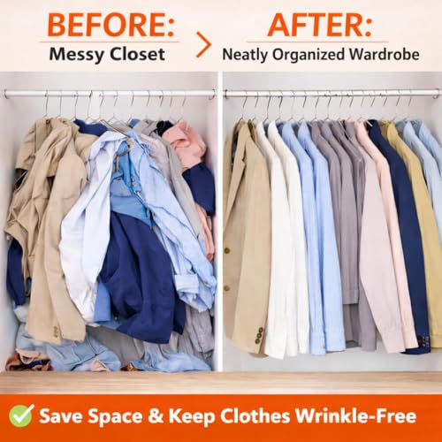 PulGos 12 Metal Clothes Hanger + 10 Pack Transparent Single Hooks Combo |Rust Free & Heavy Duty |Non-Slip| Lightweight & Durable |Smooth Finish Design| Space-Saving Wardrobe & Closet Organizer Hangers - Image 4