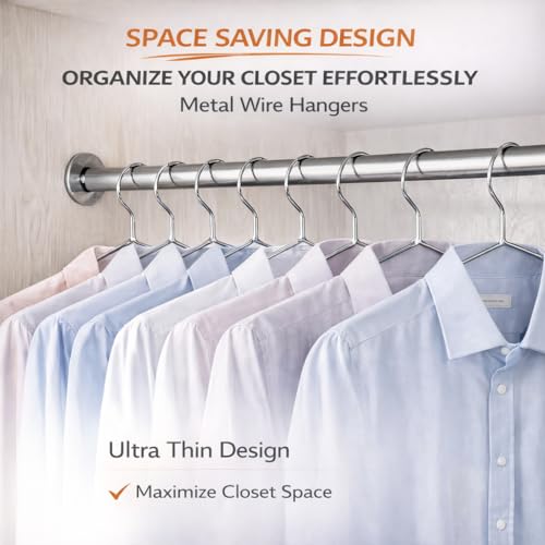 PulGos 12 Metal Clothes Hanger + 10 Pack Transparent Single Hooks Combo |Rust Free & Heavy Duty |Non-Slip| Lightweight & Durable |Smooth Finish Design| Space-Saving Wardrobe & Closet Organizer Hangers - Image 2