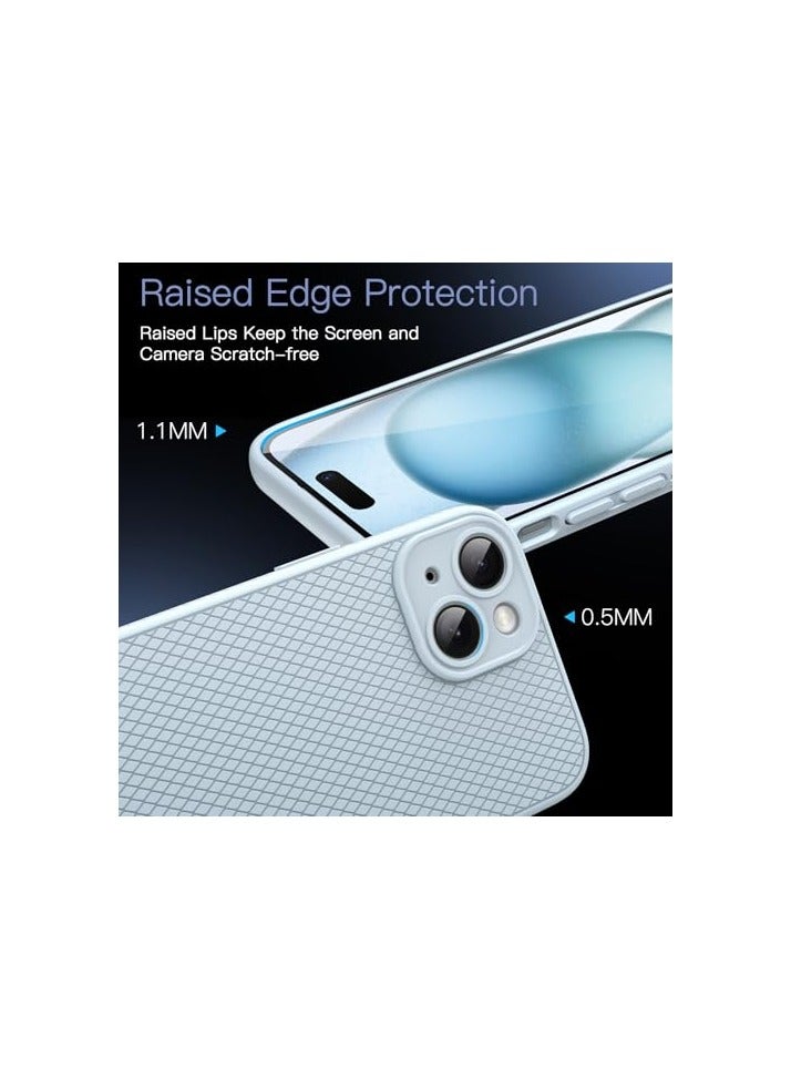 جي تيك حافظة JETech Grip لهاتف iPhone 15 Plus مقاس 6.7 بوصة، غطاء هاتف واقٍ ناعم من مادة TPU مع عدسة كاميرا حماية كاملة، مقاوم للصدمات (أزرق) - Image 2