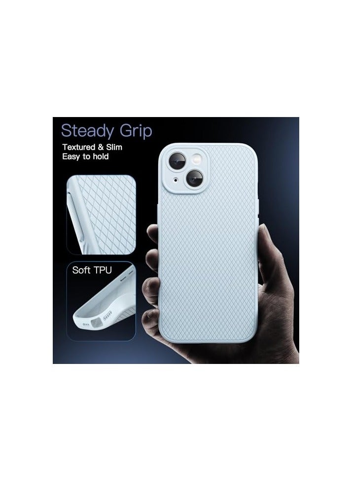 جي تيك حافظة JETech Grip لهاتف iPhone 15 Plus مقاس 6.7 بوصة، غطاء هاتف واقٍ ناعم من مادة TPU مع عدسة كاميرا حماية كاملة، مقاوم للصدمات (أزرق) - Image 4