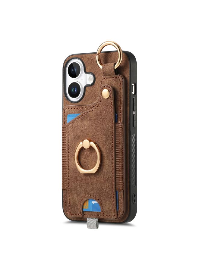 اس-توب جراب هاتف iPhone 16 Plus بتصميم كلاسيكي على شكل حلقة وحقيبة بطاقات مع حلقة تعليق - Image 2
