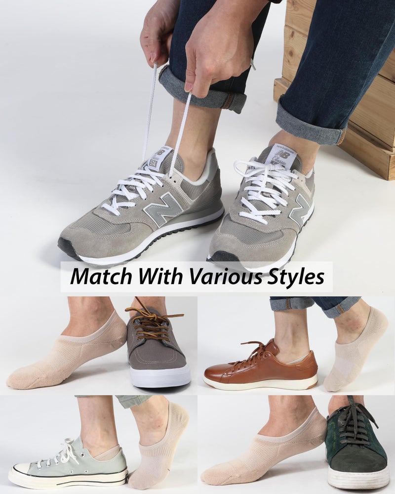 Pro Mountain Thin No Show Socks Men Seamless Wide Toe Box For Health Size XL Beige 6 Pack Liner Thin Footies Casual Sneakers Loafer Flats US Shoe 11-13 - Image 2