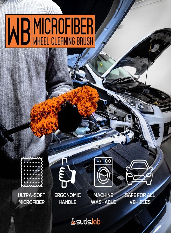 suds.lab Suds Lab WB Microfiber Wheel Cleaning Brush - Multipurpose Rim and Wheel Microfiber Scrubber - Clean Hard to Reach Spots - 16" Total Length - Image 2