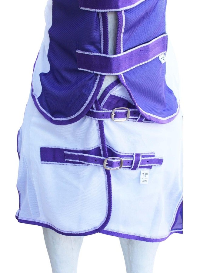 تشالنجر غطاء شبكي للخيول بطول 78 بوصة، مناسب لفصلي الصيف والربيع، يسمح بمرور الهواء، لون أبيض بنفسجي، رقم الموديل 73154 - Image 3