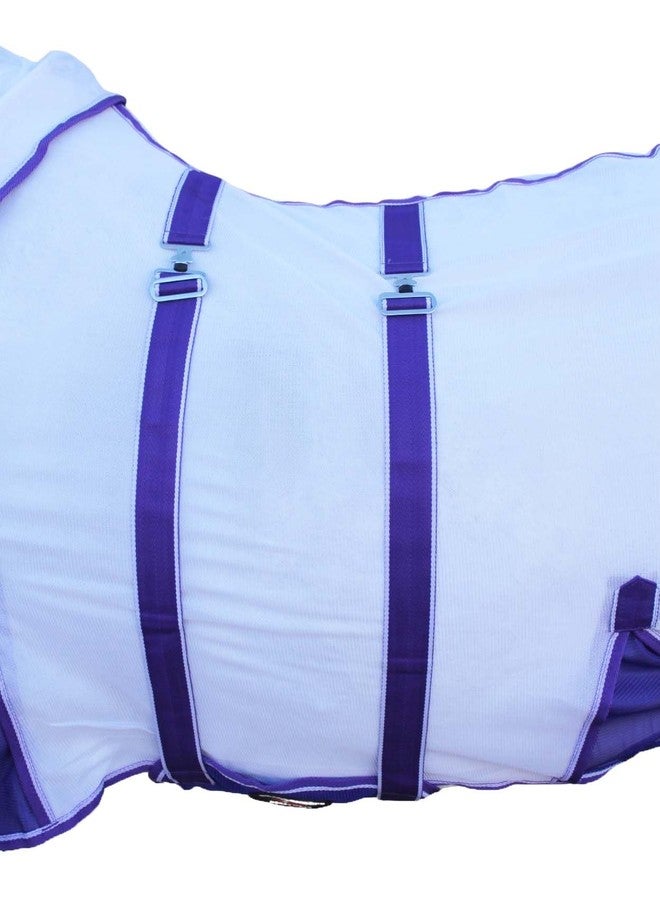 تشالنجر غطاء شبكي للخيول بطول 78 بوصة، مناسب لفصلي الصيف والربيع، يسمح بمرور الهواء، لون أبيض بنفسجي، رقم الموديل 73154 - Image 4