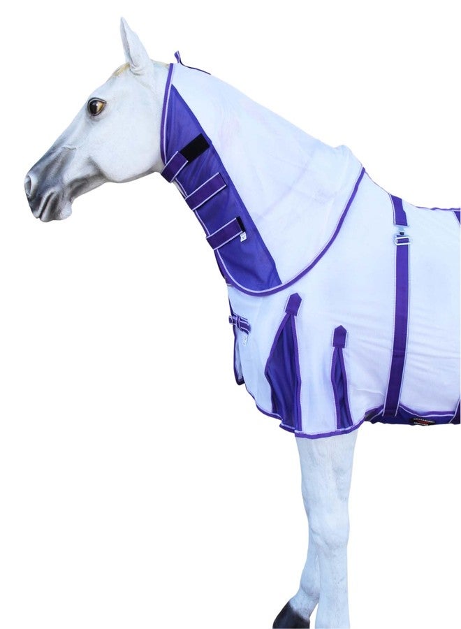 تشالنجر غطاء شبكي للخيول بطول 78 بوصة، مناسب لفصلي الصيف والربيع، يسمح بمرور الهواء، لون أبيض بنفسجي، رقم الموديل 73154 - Image 2