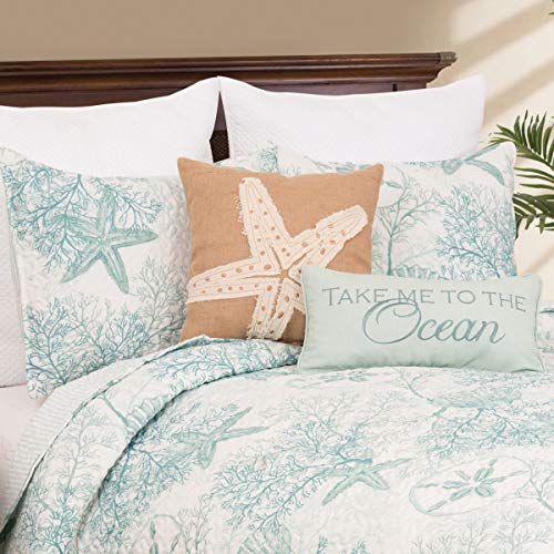 C&F Home Ocean Treasures Blue Starfish Sand Dollar Twin Bed Quilt Set All Seasons Summer Seashell Coral Beach House Reversible Lightweight Coverlet Comforter Nautical Bedroom Bedding Decor Decoration - Image 4
