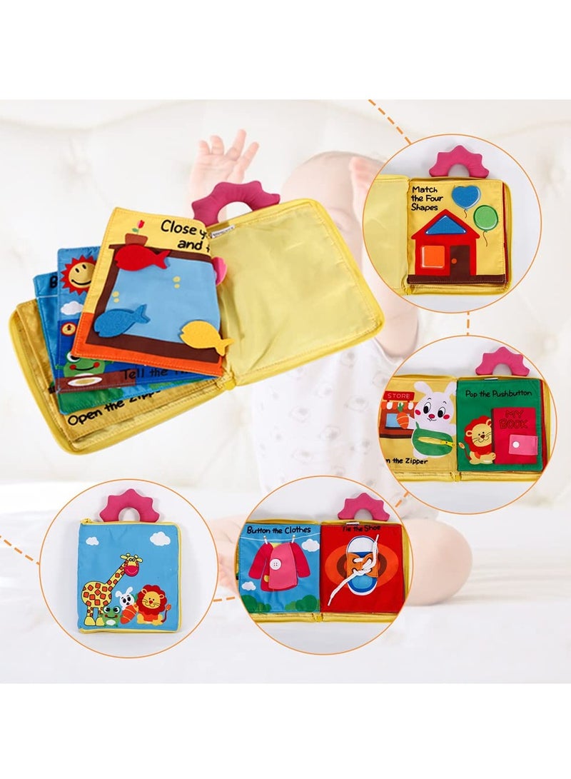 KASTWAVE Montessori Activity Quiet Book - Travel Toy Cloth Book for Toddlers - 10 Topics, Activities for Early Learning How to Basic Life Skills for Toddlers, Interactive Book for Busy Boys and Girls (Yellow)  - Image 2