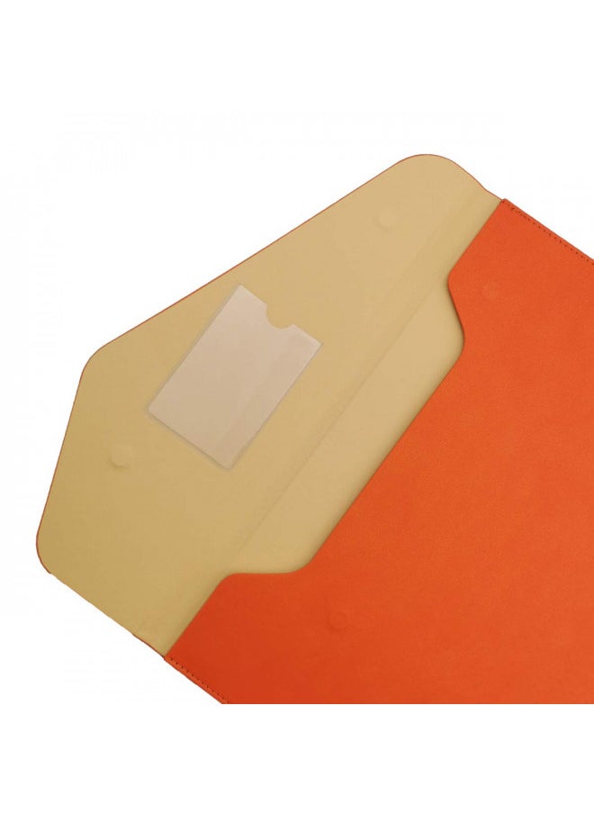 enyuwlcm Enyuwlcm PU Leather A4 File Folder Document Holder Waterproof Portfolio Envelope Folder Case with Invisible Magnetic Closure Orange  - Image 4