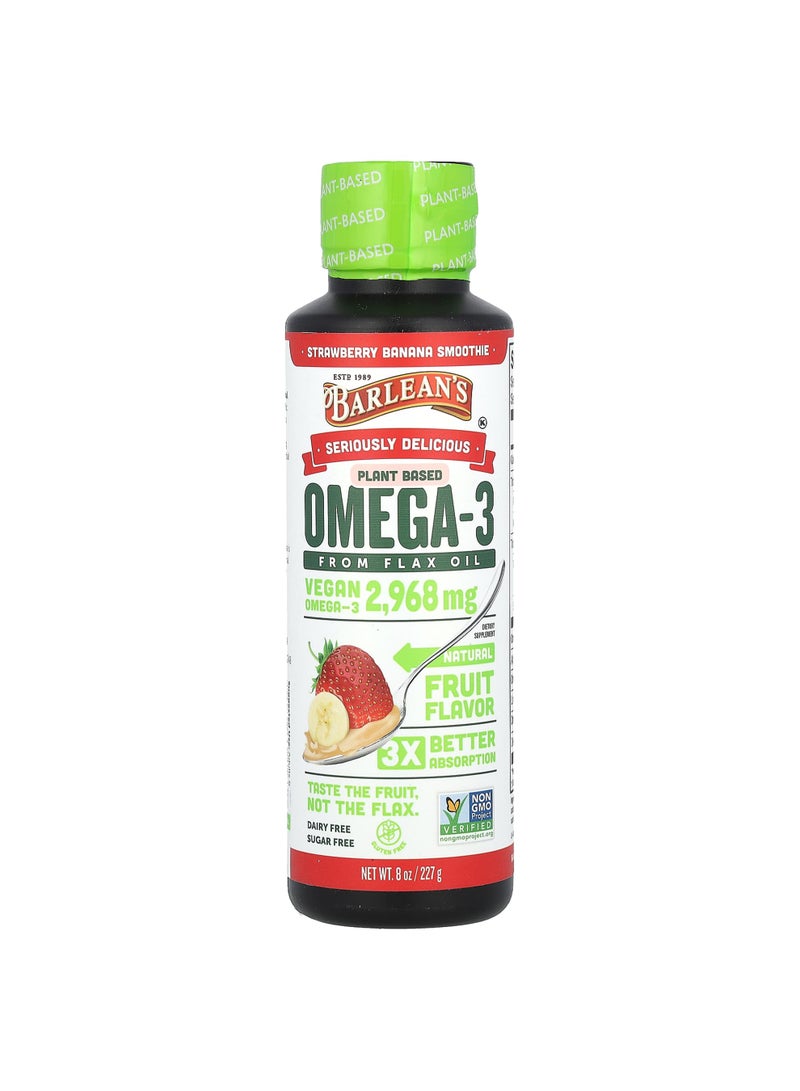 Seriously Delicious®, Plant Based Omega-3 from Flax Oil, Strawberry Banana Smoothie, 2,968 mg, 8 oz (227 g)