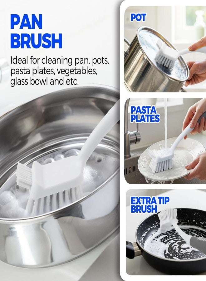 Holikme 6 Pack Dish Brush Set with Bottle Brush, Dish Scrub Brush, Pan Brush and 3 Straw Brushes, Deep Cleaning Handle Brush with Scraper Tip for Kitchen Sink Dishes Bottle Cup Pot and Pans (Gray) - Image 3