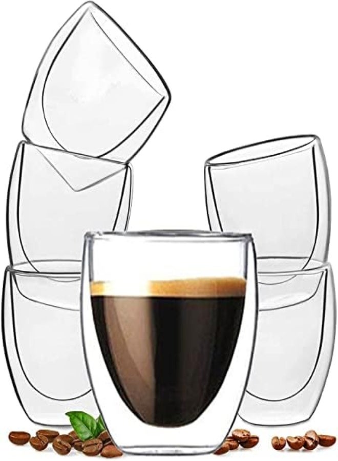AKDC Palvox Double Wall Glasses Cups Insulated Double Layer For Espresso Turkish Coffee Tea, Set Of 6 Pcs - Image 4