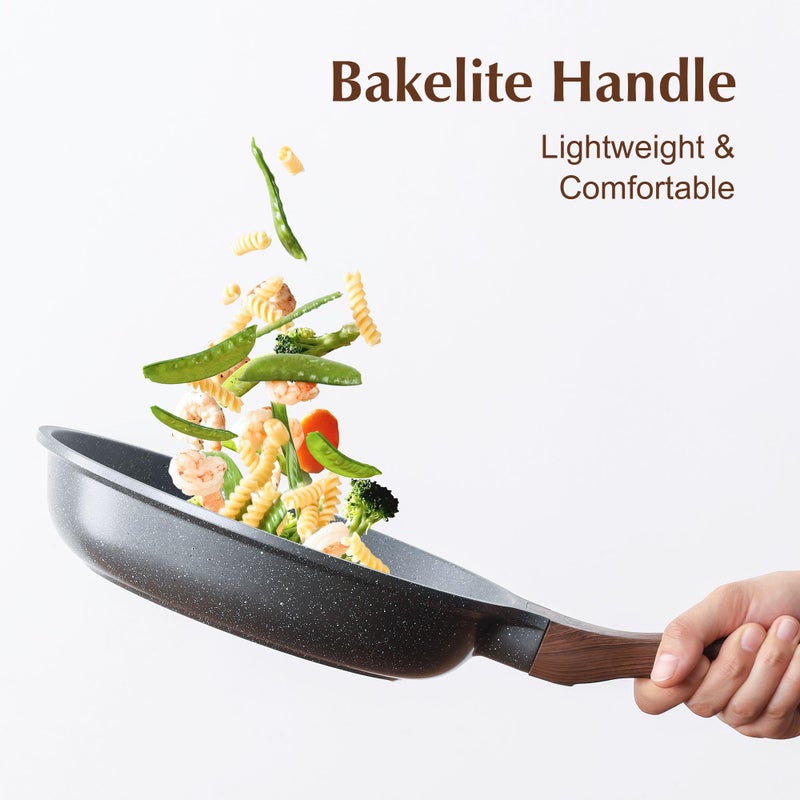 SENSARTE 12.5 Inch Nonstick Frying Pan Skillet, Swiss Granite Coating Omelette Pan, Healthy Stone Cookware, PFOA Free - Image 3