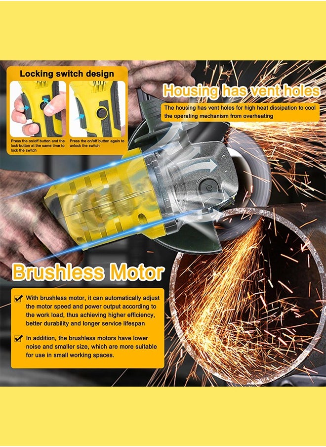 36V Angle Grinder, Powerful Motor, Max. 10000 RPM, Drill, Angle Grinder, Cordless, Rechargeable Battery, Lightweight, Ergonomic, 2 6.0Ah Li-ion Batteries, Charger, Yellow - pzsku/ZB89ACACC0E2F10A196D9Z/45/_/1725525941/6212e100-9d80-4b04-b118-79d02990843e