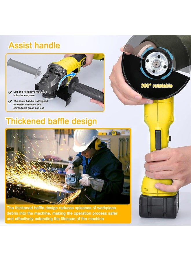 36V Angle Grinder, Powerful Motor, Max. 10000 RPM, Drill, Angle Grinder, Cordless, Rechargeable Battery, Lightweight, Ergonomic, 2 6.0Ah Li-ion Batteries, Charger, Yellow - pzsku/ZB89ACACC0E2F10A196D9Z/45/_/1725525951/61ca7a9d-7aff-46b3-9473-9196a42f4cee