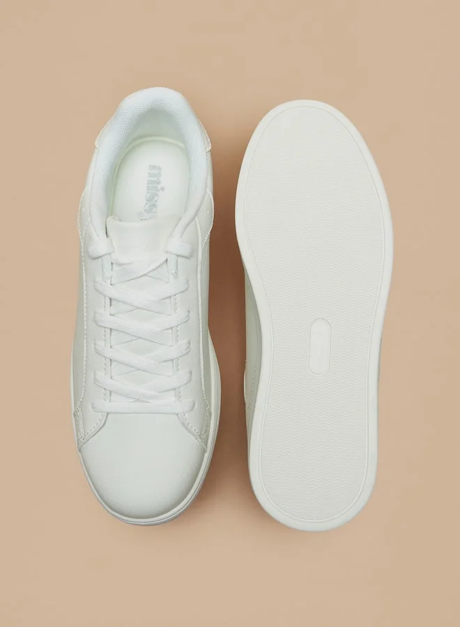 MISSY Missy Monotone Low Ankle Sneakers with Lace-Up Closure