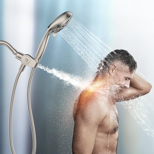 MakeFit Filtered Shower Head with Handheld Combo Brushed Nickel - Dual 2-in-1 Spa System with Massage Shower Head and 10 Modes Hand Held Showerhead, High Pressure, Buit in Power Wash Mode - Image 2