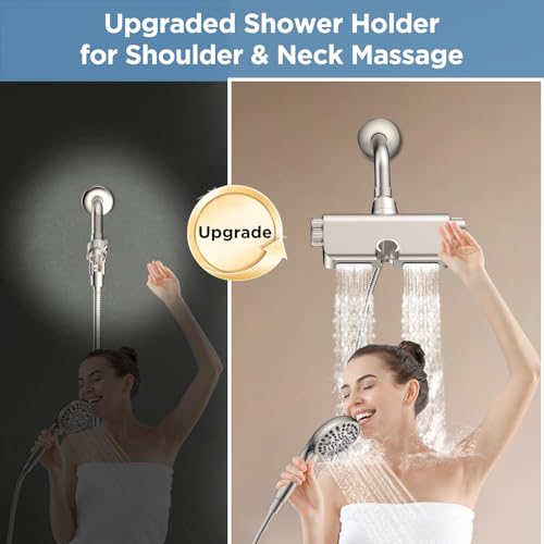 MakeFit Filtered Shower Head with Handheld Combo Brushed Nickel - Dual 2-in-1 Spa System with Massage Shower Head and 10 Modes Hand Held Showerhead, High Pressure, Buit in Power Wash Mode - Image 3