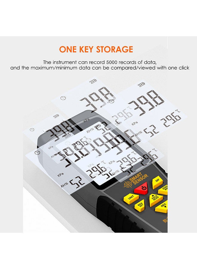 SMART SENSOR AS511 Digital Differential Pressure Gauge -39.98~39.98KPA Manometer Dual Port Air Gas Pressure Tester  - Image 3
