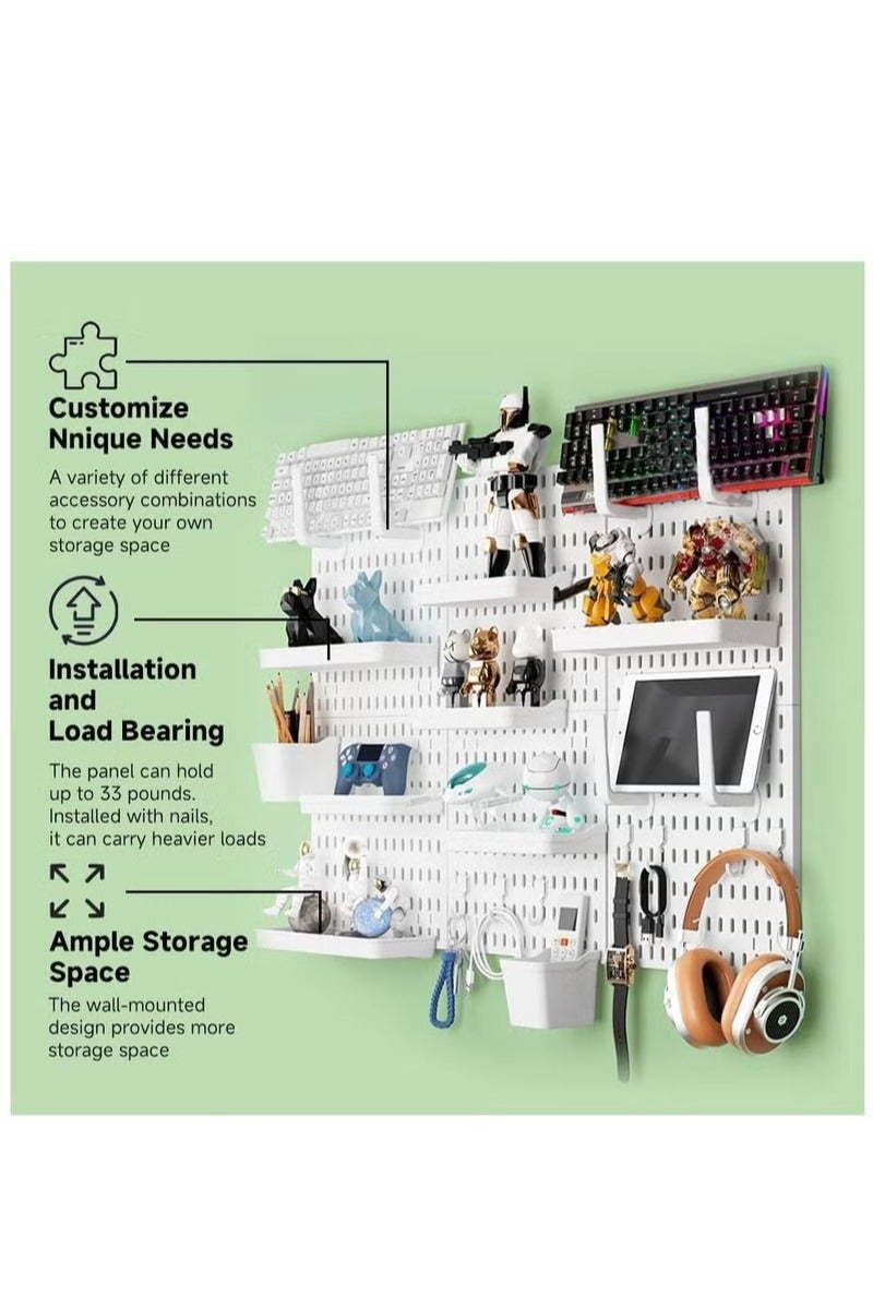 Anmi Pegboard Combination Wall Organizer Kit, 3 Pcs Pegboard and 17 Accessories Modular Hanging, Wall Mount Display Pegboard Panel Kits for Home, Office, Kitchen Organizer (White)