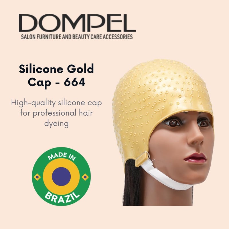 Dompel Silicone Highlight Hair Cap | Reusable Professional Silicone Cap | Special for Hair Dyeing (1, 664 Gold) - Image 2