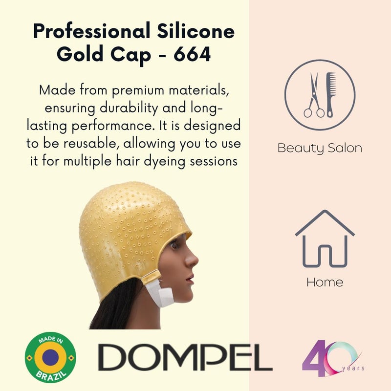Dompel Silicone Highlight Hair Cap | Reusable Professional Silicone Cap | Special for Hair Dyeing (1, 664 Gold) - Image 5