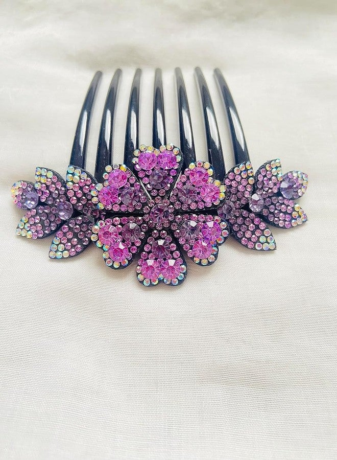 GLNRM Flower Rhinestone Hair Comb for Women - 11.5cm x 4.5cm - 1 Pc - Female - All Hair Types - Decorative Elegant - Floral - Wedding, Party, Gift - Image 1