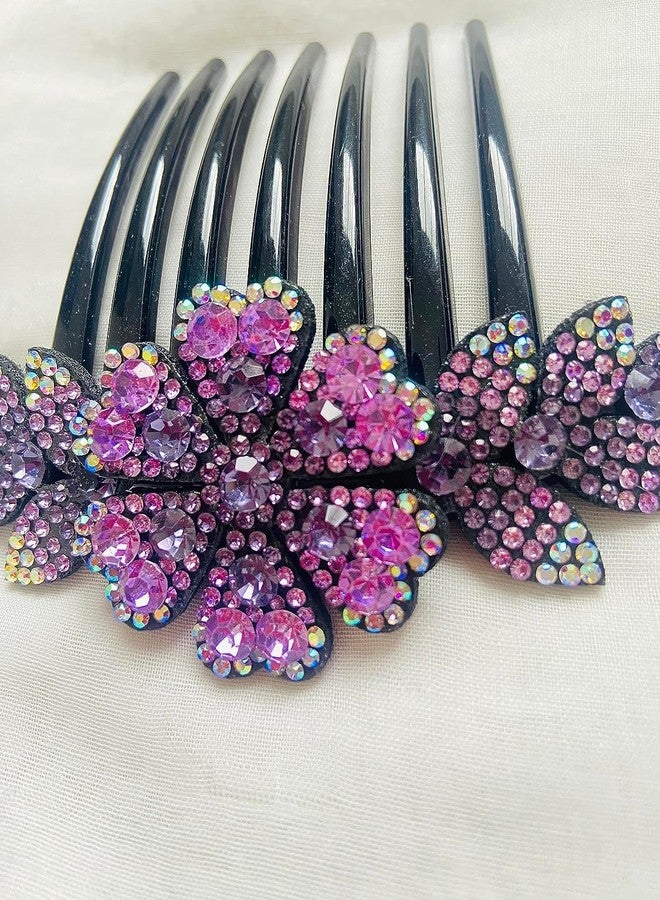 GLNRM Flower Rhinestone Hair Comb for Women - 11.5cm x 4.5cm - 1 Pc - Female - All Hair Types - Decorative Elegant - Floral - Wedding, Party, Gift - Image 4