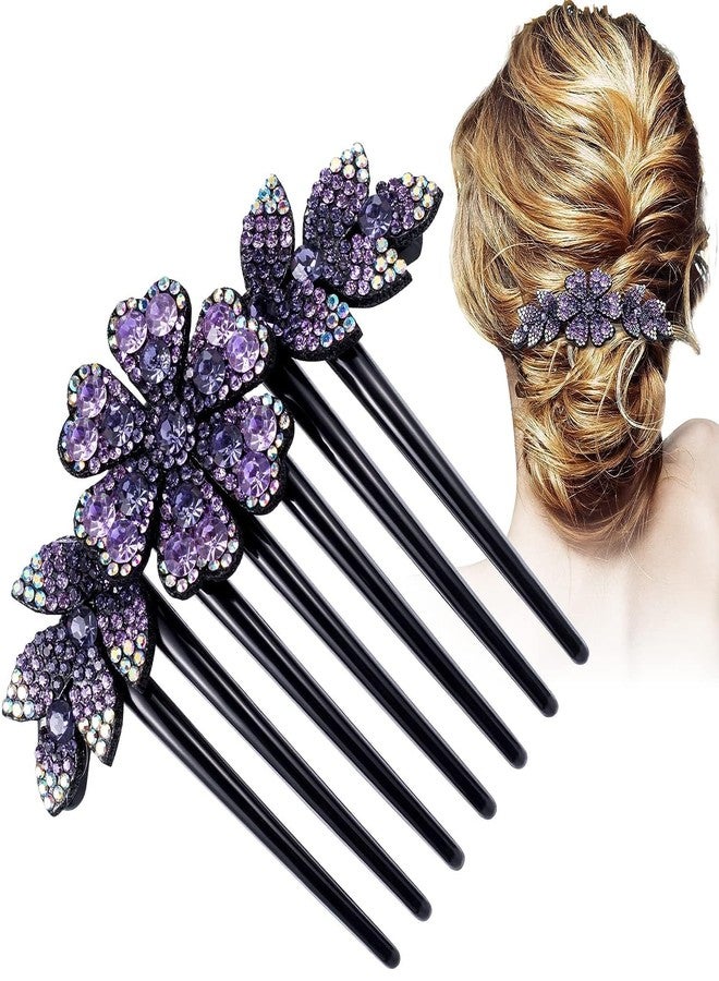 GLNRM Flower Rhinestone Hair Comb for Women - 11.5cm x 4.5cm - 1 Pc - Female - All Hair Types - Decorative Elegant - Floral - Wedding, Party, Gift - Image 2