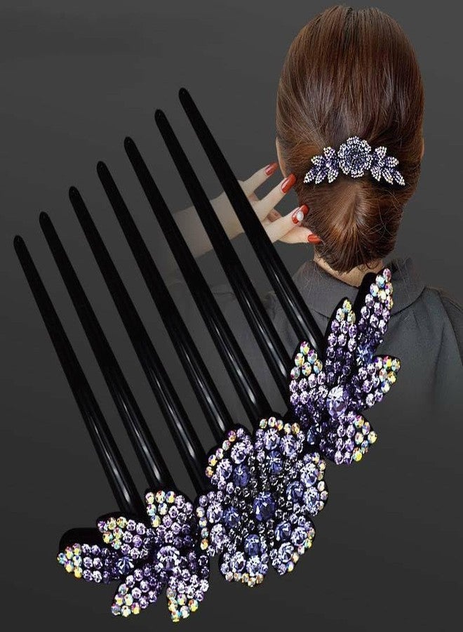 GLNRM Flower Rhinestone Hair Comb for Women - 11.5cm x 4.5cm - 1 Pc - Female - All Hair Types - Decorative Elegant - Floral - Wedding, Party, Gift - Image 3