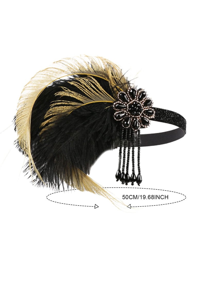 920s Flapper Headpiece Feather Headband Great Gatsby Headband 1920s Flapper Accessories Leaves Style for Art Deco Pageant Themed Party