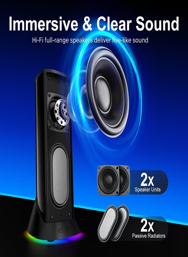 Nylavee Computer Speakers - Hi-Fi Stereo PC Speakers with 9 LED Lighting Modes, Enhanced Bass and Sound, USB/Type-C Powered and 3.5mm Audio Wired Desktop Speakers for PC, Laptop, Monitor, MacBook - Image 2