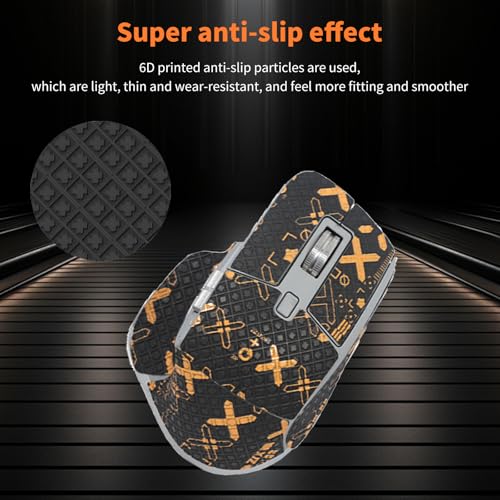 NOUKAJU Mouse Grip Tape for Logitech MX Master 3S, Rounded Curved Edges Mouse Feet Skates,Self-Adhesive PreCut Sweat-Resistant Professional Mice Upgrade Kit(Foot pad + Black-Gold Mouse Tape) - Image 3