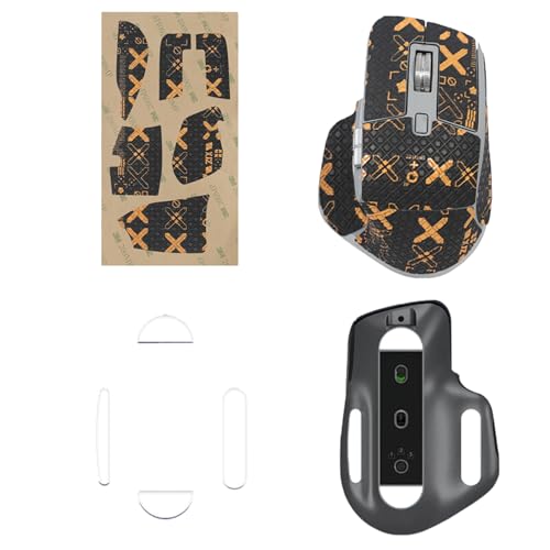 NOUKAJU Mouse Grip Tape for Logitech MX Master 3S, Rounded Curved Edges Mouse Feet Skates,Self-Adhesive PreCut Sweat-Resistant Professional Mice Upgrade Kit(Foot pad + Black-Gold Mouse Tape) - Image 1