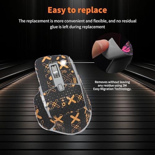 NOUKAJU Mouse Grip Tape for Logitech MX Master 3S, Rounded Curved Edges Mouse Feet Skates,Self-Adhesive PreCut Sweat-Resistant Professional Mice Upgrade Kit(Foot pad + Black-Gold Mouse Tape) - Image 5