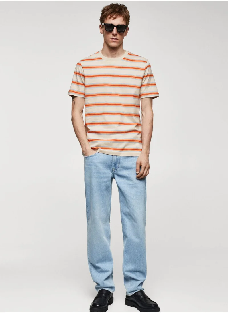 Mango Man Stripe Crew Neck T-Shirt