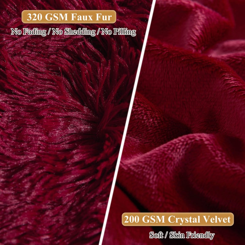 XeGe Faux Fur Fluffy Pillow Cases  Plush Shaggy Ultra Soft Furry Pillow Shams  Crystal Velvet Fuzzy Pillow Covers  Decorative Pillowcases for Bed Couch Sofa Zipper Closure  Set of 2 (King  Red) - Image 4