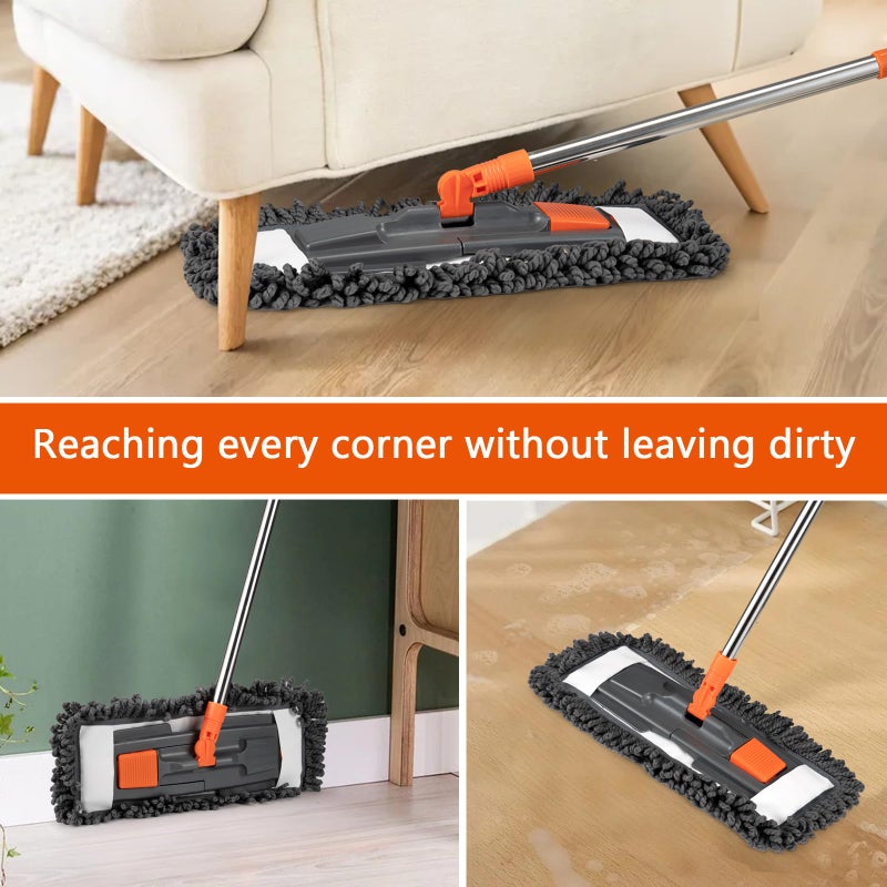 Conliwell Dust Mop for Floor Cleaning with 3 Washable Pads and 55â€ Long Stainless Steel Handle,Microfiber Mop for Hardwood Floors, Tile, Marble Floors (Dust Mop) - Image 4