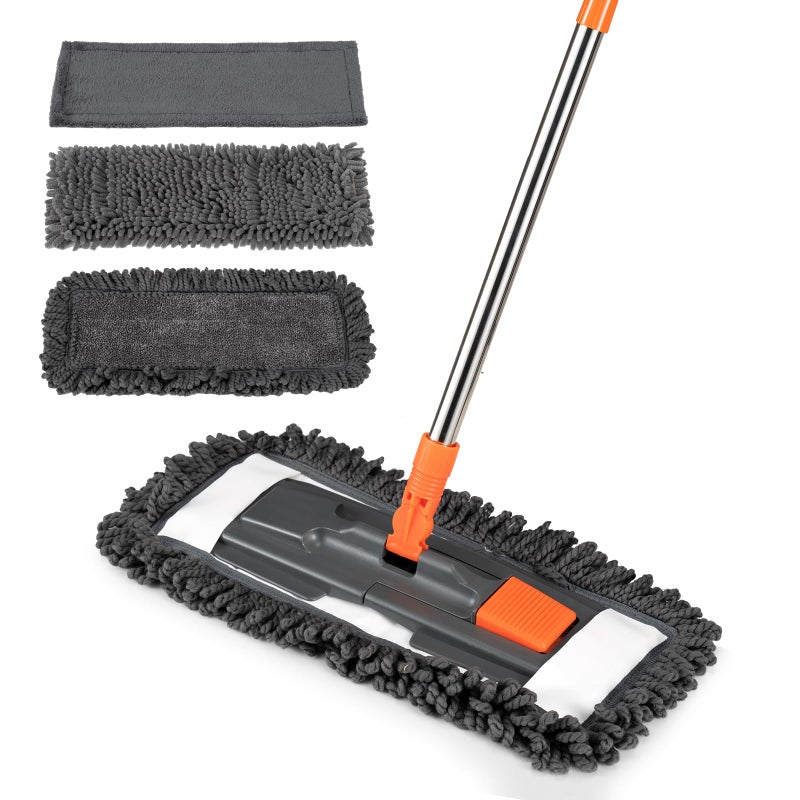 Conliwell Dust Mop for Floor Cleaning with 3 Washable Pads and 55â€ Long Stainless Steel Handle,Microfiber Mop for Hardwood Floors, Tile, Marble Floors (Dust Mop) - Image 1