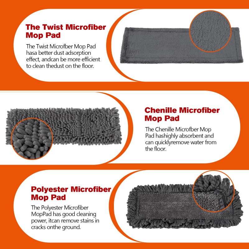 Conliwell Dust Mop for Floor Cleaning with 3 Washable Pads and 55â€ Long Stainless Steel Handle,Microfiber Mop for Hardwood Floors, Tile, Marble Floors (Dust Mop) - Image 2