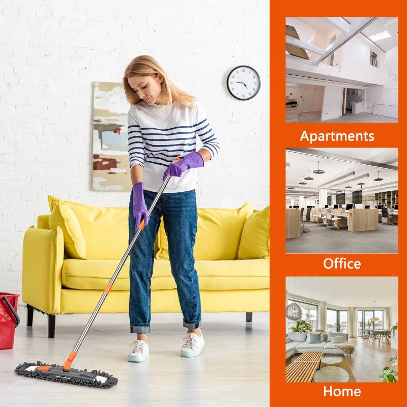 Conliwell Dust Mop for Floor Cleaning with 3 Washable Pads and 55â€ Long Stainless Steel Handle,Microfiber Mop for Hardwood Floors, Tile, Marble Floors (Dust Mop) - Image 3