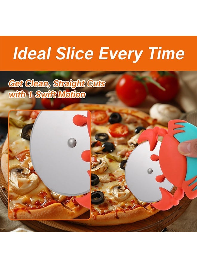 1 PACK Pizza Cutter Wheel Cover Red Pizza Cutter Wheel with Large Blades Non-slip Rustproof Effortless Rocker Style Pizza Cutter Protective Blade Cover Heavy Duty Slicer Right Left Handed Use - Image 3