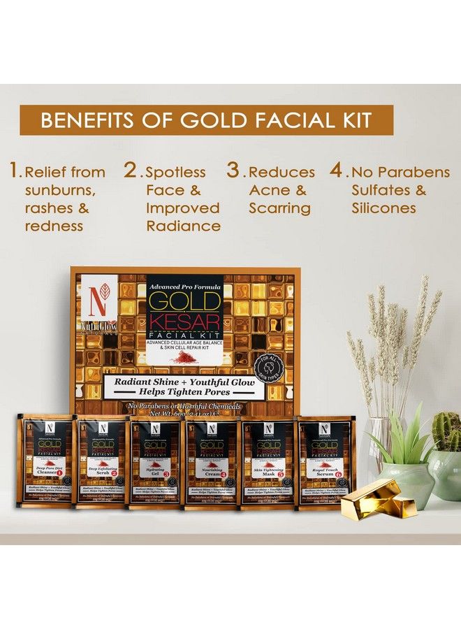 NUTRIGLOW Natural'S Advanced Pro Formula Gold Kesar Facial Kit (60Gm) Aloe Vera Face Gel (100Gm) & Gold Kesar Face Wash (65Ml) For Helps Tighten Pores Helps To Removes Wrinkles Pack Of 3  - Image 4
