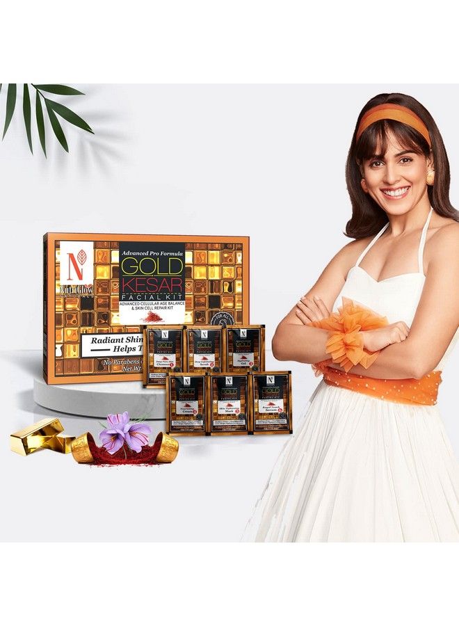 NUTRIGLOW Natural'S Advanced Pro Formula Gold Kesar Facial Kit (60Gm) Aloe Vera Face Gel (100Gm) & Gold Kesar Face Wash (65Ml) For Helps Tighten Pores Helps To Removes Wrinkles Pack Of 3  - Image 3