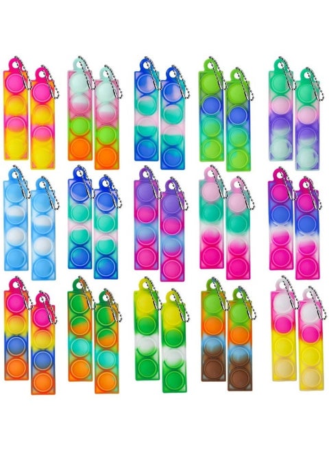30 PCS Pop Keychain Bulk Party Favors, Mini Pop Keychain Sensory Toys for Kids Stocking Stuffers, Birthday & Classroom Prizes, Fidget & Stress Relief Toys