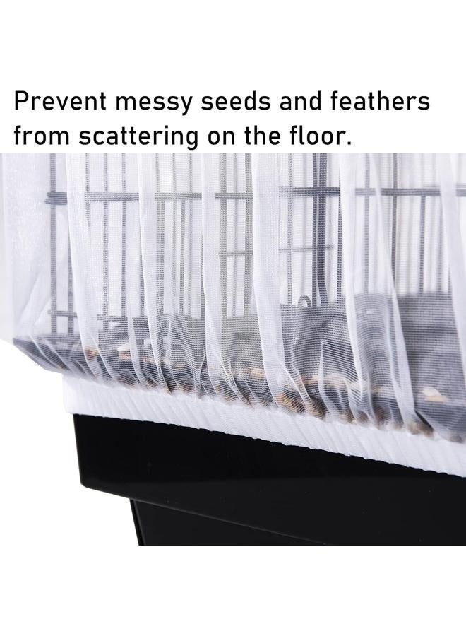 Generic style Bird Cage Seed Catcher, Large, Stretchy Form Fitting Mesh Skirt Cover for Parrot Enclosures, Light and Breathable Fabric, Prevent Scatter and Mess, Reusable, Adjustable, Lightweight, White - Image 4