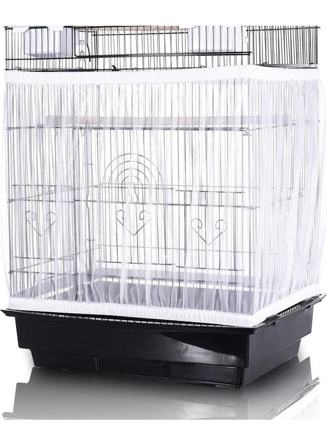 Generic style Bird Cage Seed Catcher, Large, Stretchy Form Fitting Mesh Skirt Cover for Parrot Enclosures, Light and Breathable Fabric, Prevent Scatter and Mess, Reusable, Adjustable, Lightweight, White - Image 3